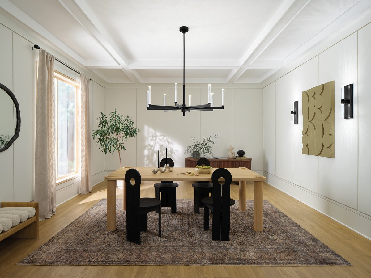 KICHLER 52668BK Sycara 48.5 Inch 8 Light Led Chandelier With Faceted Crystal In Black