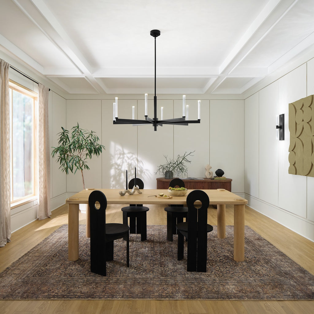 KICHLER 52668BK Sycara 48.5 Inch 8 Light Led Chandelier With Faceted Crystal In Black