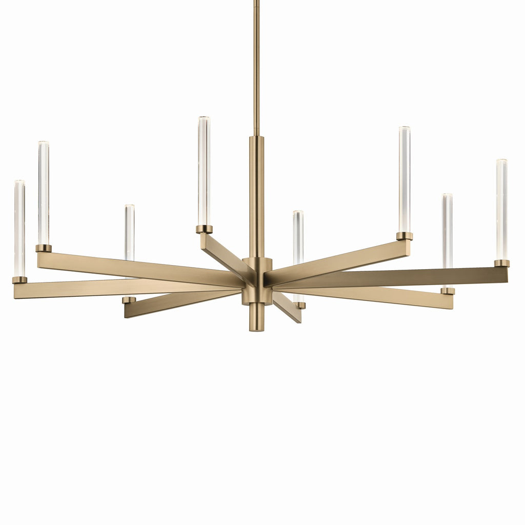 KICHLER 52668CPZ Sycara 48.5 Inch 8 Light Led Chandelier With Faceted Crystal In Champagne Bronze