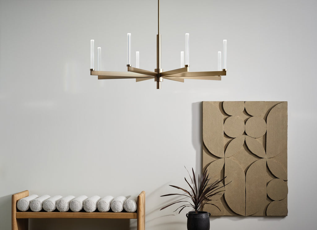 KICHLER 52668CPZ Sycara 48.5 Inch 8 Light Led Chandelier With Faceted Crystal In Champagne Bronze