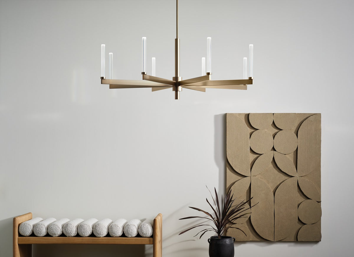 KICHLER 52668CPZ Sycara 48.5 Inch 8 Light Led Chandelier With Faceted Crystal In Champagne Bronze
