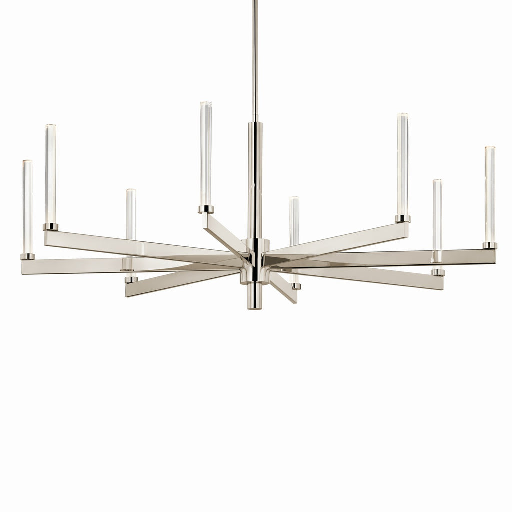 KICHLER 52668PN Sycara 48.5 Inch 8 Light Led Chandelier With Faceted Crystal In Polished Nickel