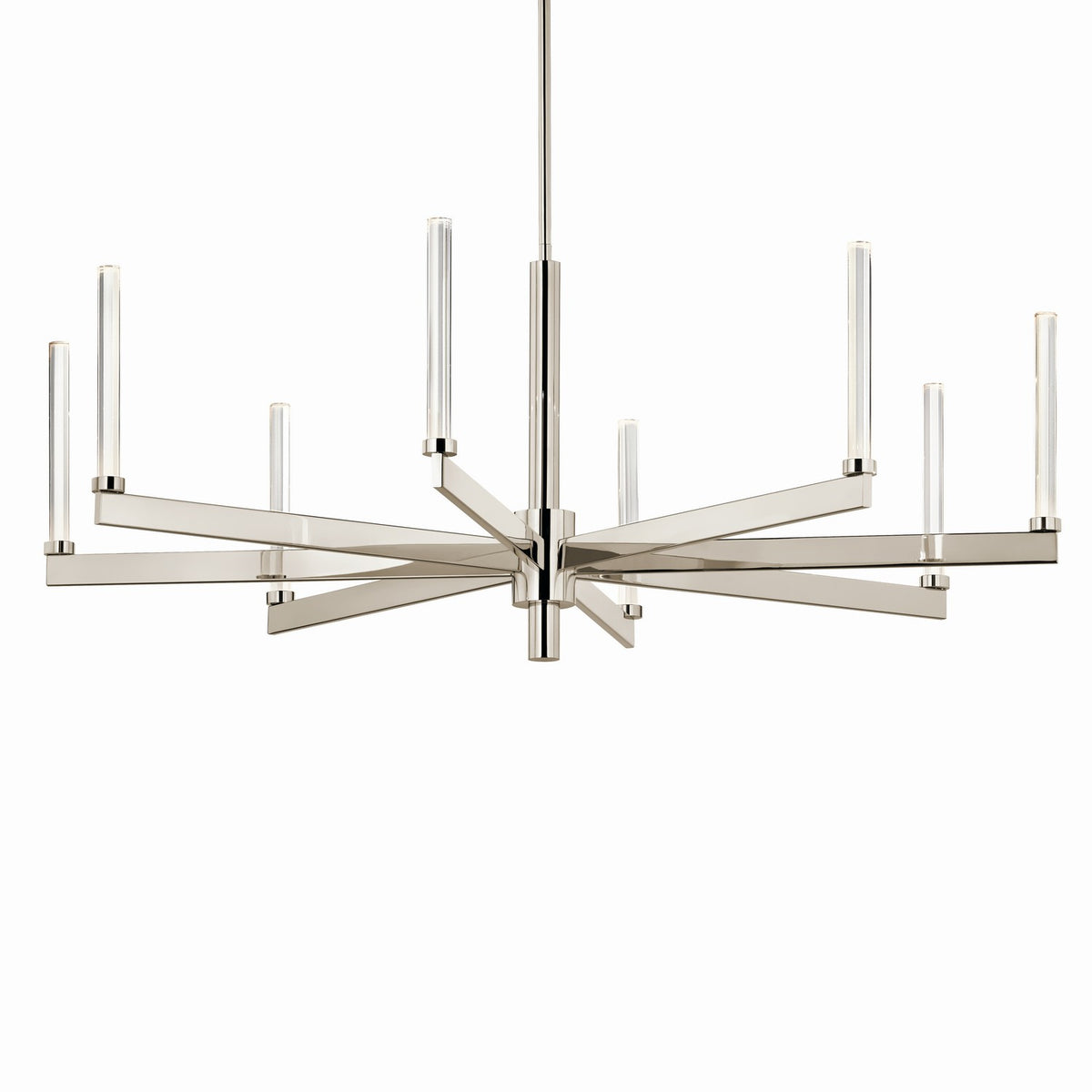 KICHLER 52668PN Sycara 48.5 Inch 8 Light Led Chandelier With Faceted Crystal In Polished Nickel