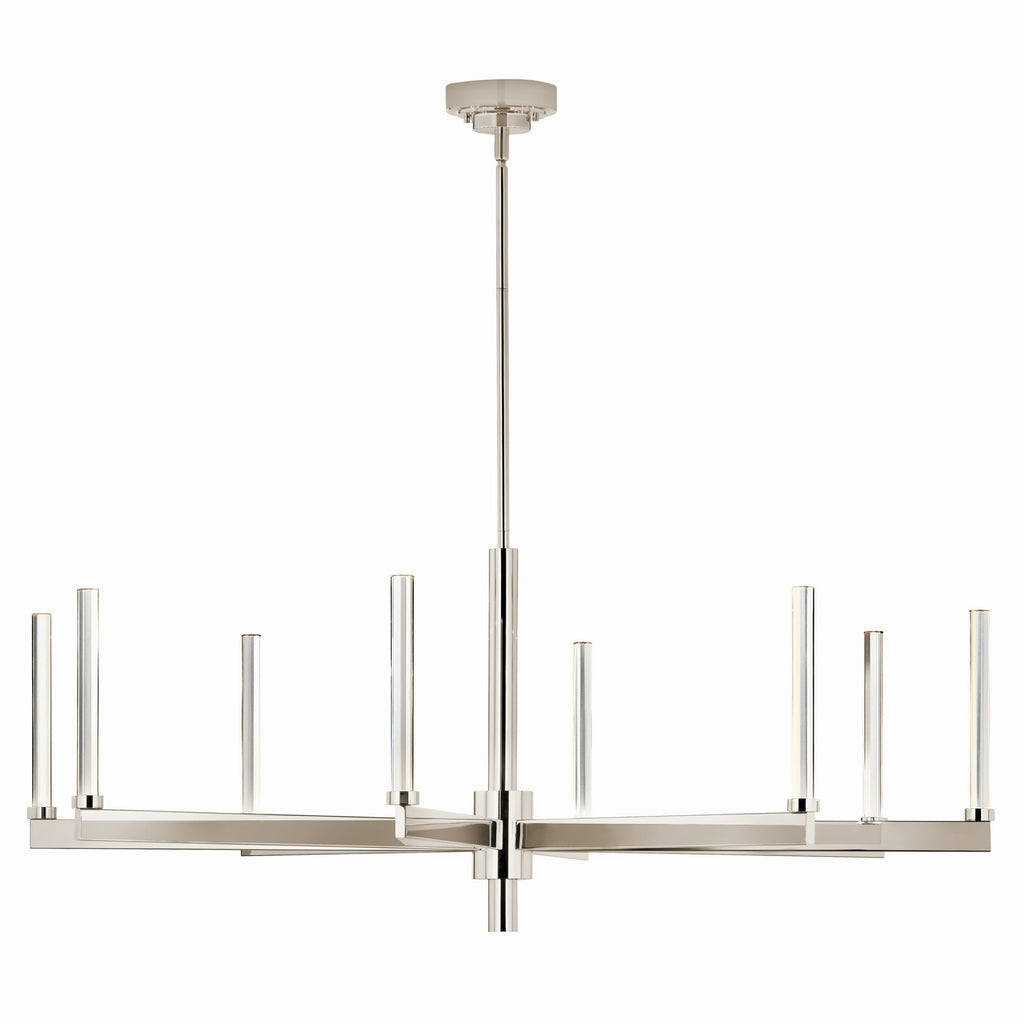 KICHLER 52668PN Sycara 48.5 Inch 8 Light Led Chandelier With Faceted Crystal In Polished Nickel