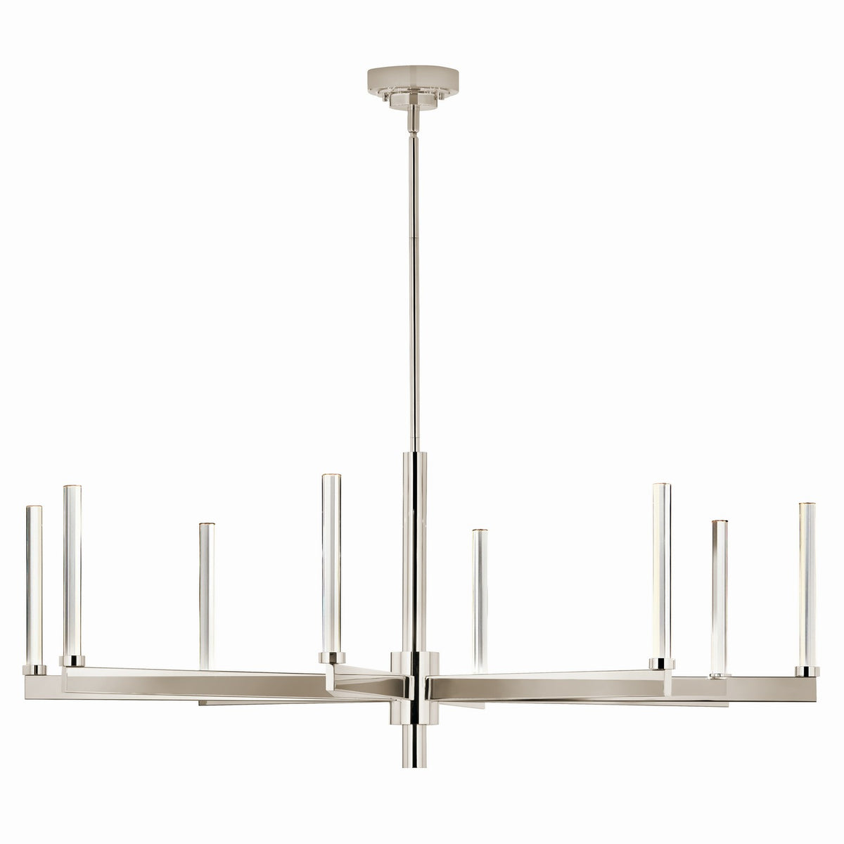 KICHLER 52668PN Sycara 48.5 Inch 8 Light Led Chandelier With Faceted Crystal In Polished Nickel