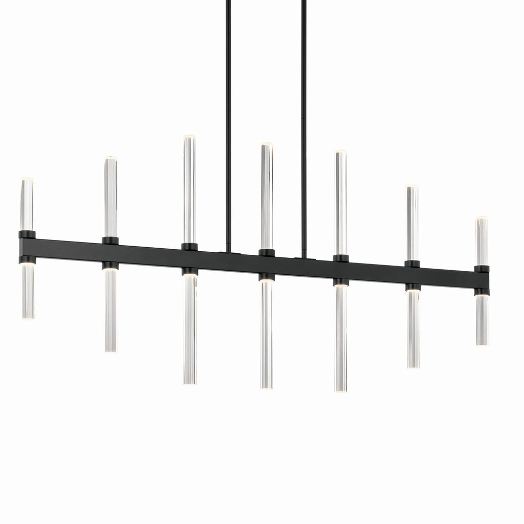 KICHLER 52670BK Sycara 48.25 Inch 14 Light Led Linear Chandelier With Faceted Crystal In Black