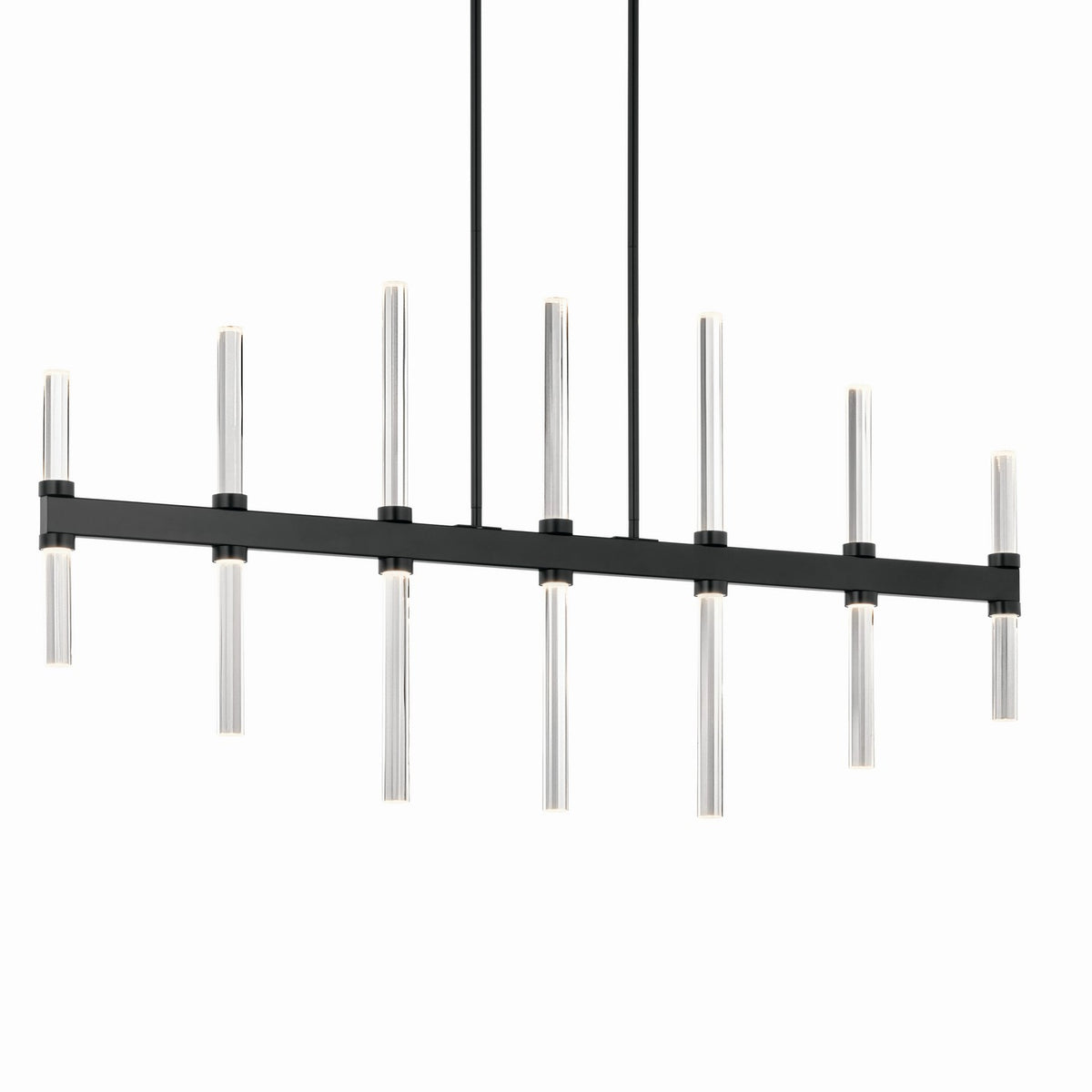 KICHLER 52670BK Sycara 48.25 Inch 14 Light Led Linear Chandelier With Faceted Crystal In Black