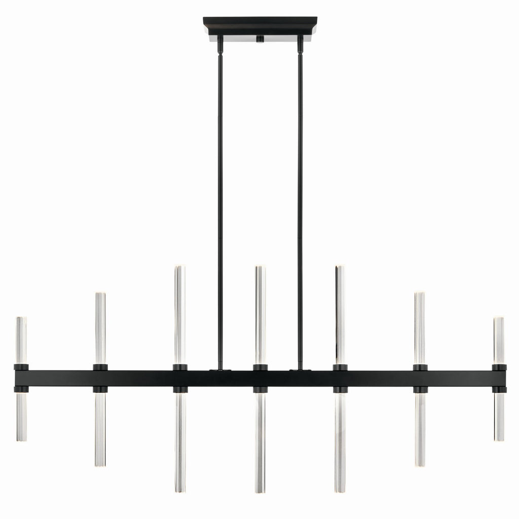 KICHLER 52670BK Sycara 48.25 Inch 14 Light Led Linear Chandelier With Faceted Crystal In Black