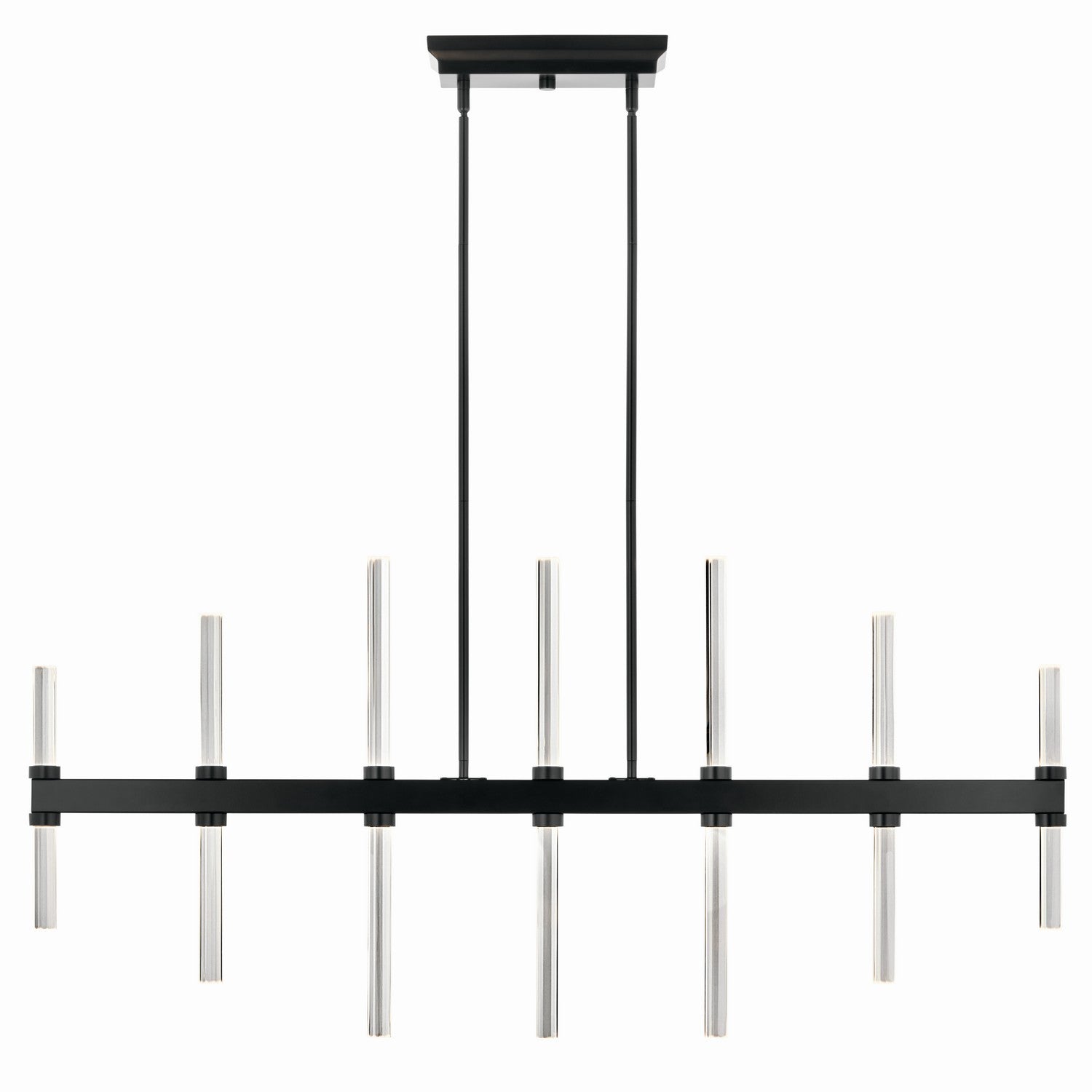 KICHLER 52670BK Sycara 48.25 Inch 14 Light Led Linear Chandelier With Faceted Crystal In Black
