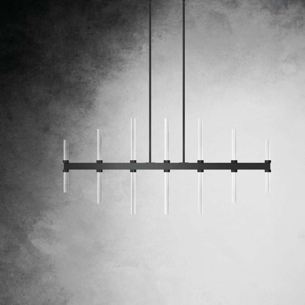 KICHLER 52670BK Sycara 48.25 Inch 14 Light Led Linear Chandelier With Faceted Crystal In Black