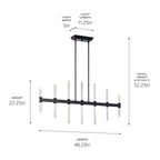KICHLER 52670BK Sycara 48.25 Inch 14 Light Led Linear Chandelier With Faceted Crystal In Black