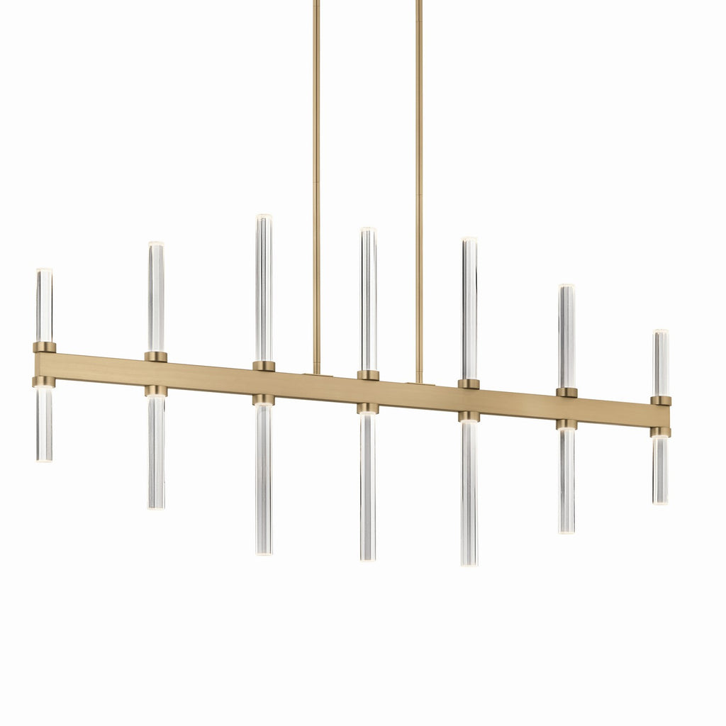 KICHLER 52670CPZ Sycara 48.25 Inch 14 Light Led Linear Chandelier With Faceted Crystal In Champagne Bronze