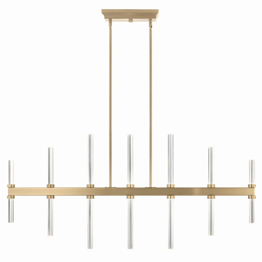 KICHLER 52670CPZ Sycara 48.25 Inch 14 Light Led Linear Chandelier With Faceted Crystal In Champagne Bronze