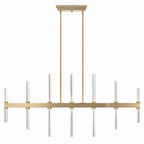 KICHLER 52670CPZ Sycara 48.25 Inch 14 Light Led Linear Chandelier With Faceted Crystal In Champagne Bronze