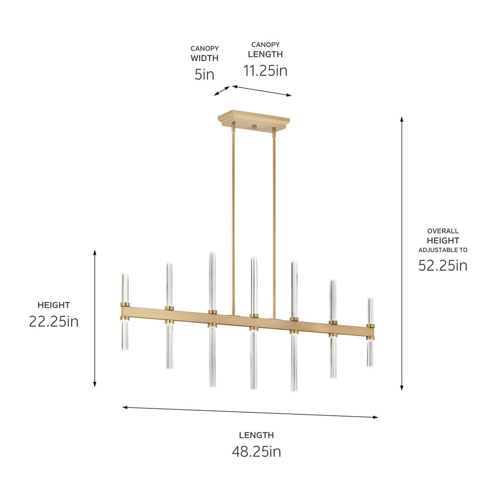 KICHLER 52670CPZ Sycara 48.25 Inch 14 Light Led Linear Chandelier With Faceted Crystal In Champagne Bronze