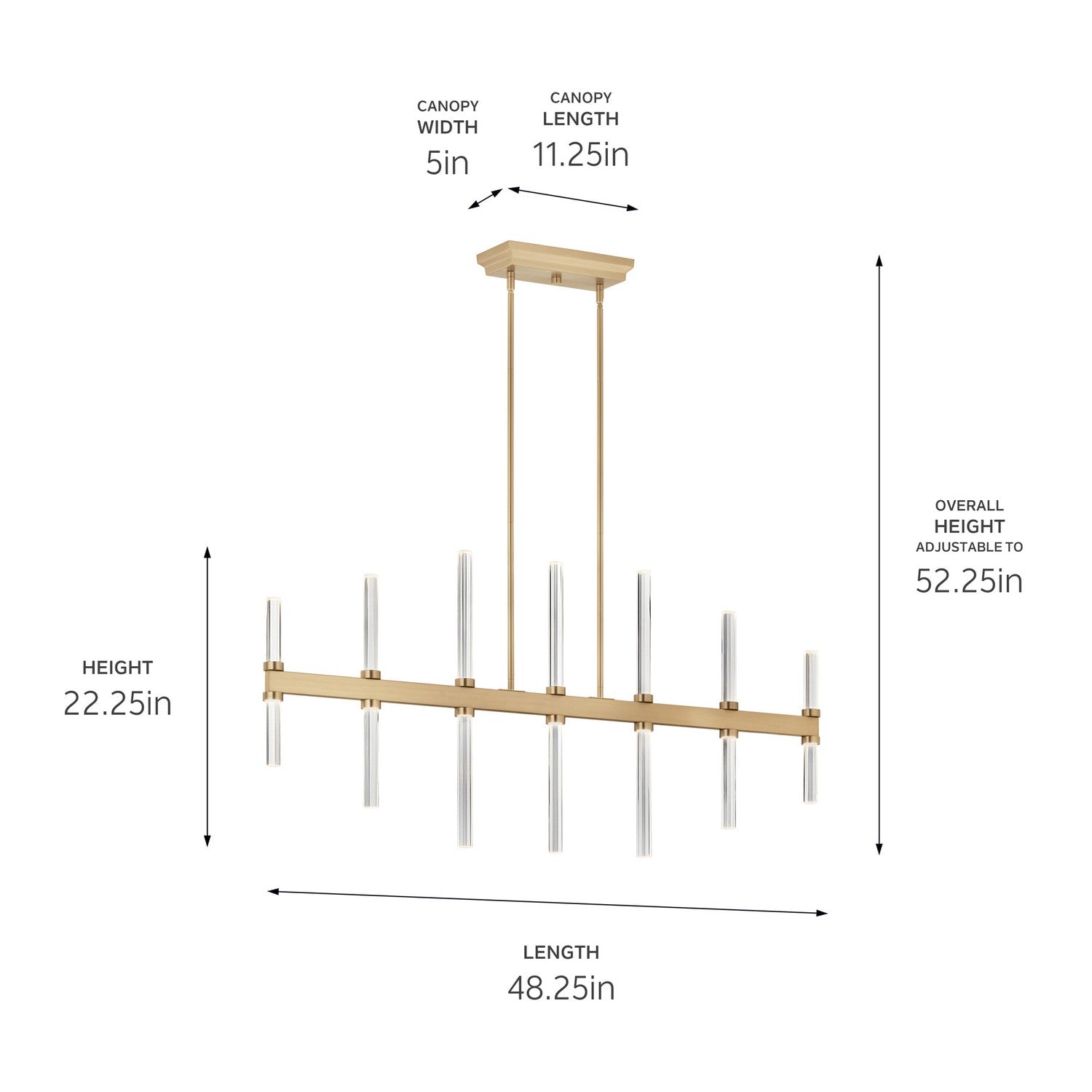 KICHLER 52670CPZ Sycara 48.25 Inch 14 Light Led Linear Chandelier With Faceted Crystal In Champagne Bronze