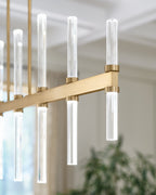 KICHLER 52670CPZ Sycara 48.25 Inch 14 Light Led Linear Chandelier With Faceted Crystal In Champagne Bronze