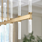 KICHLER 52670CPZ Sycara 48.25 Inch 14 Light Led Linear Chandelier With Faceted Crystal In Champagne Bronze