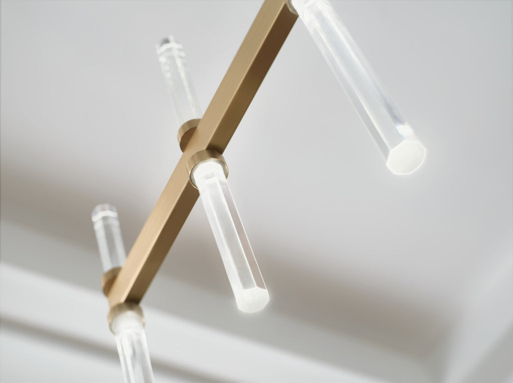 KICHLER 52670CPZ Sycara 48.25 Inch 14 Light Led Linear Chandelier With Faceted Crystal In Champagne Bronze