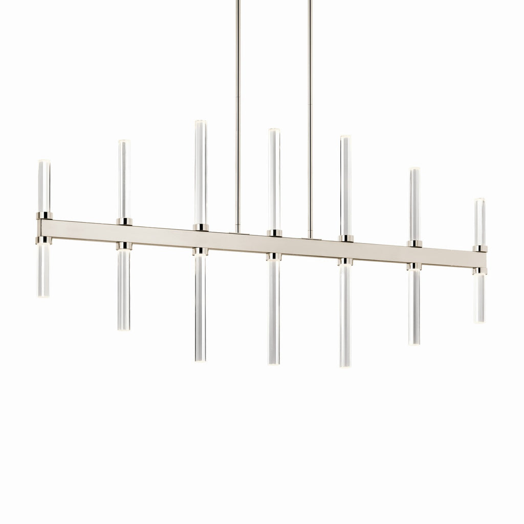 KICHLER 52670PN Sycara 48.25 Inch 14 Light Led Linear Chandelier With Faceted Crystal In Polished Nickel