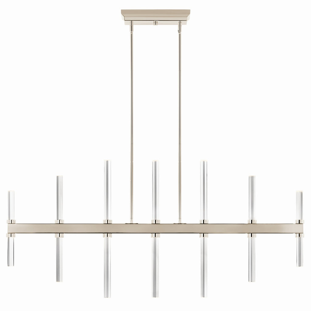 KICHLER 52670PN Sycara 48.25 Inch 14 Light Led Linear Chandelier With Faceted Crystal In Polished Nickel