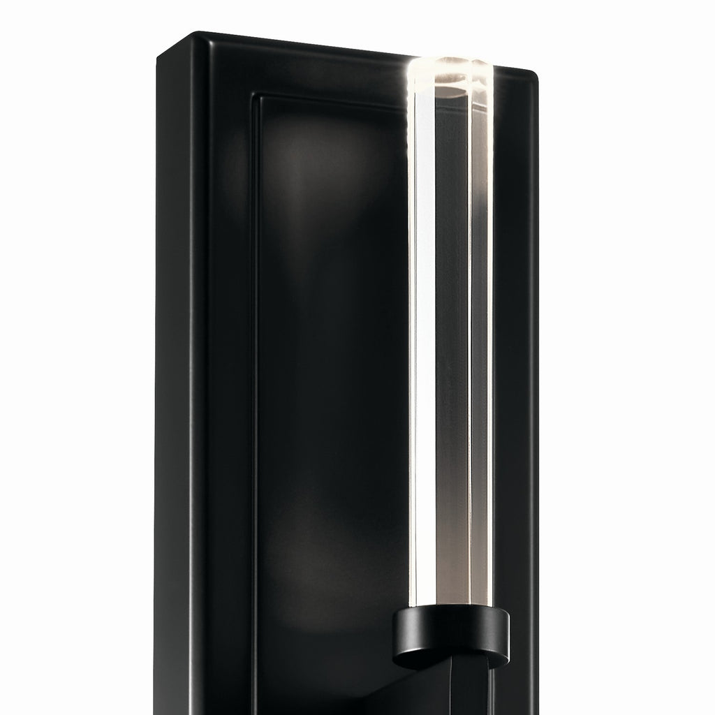 KICHLER 52671BK Sycara 19 Inch 2 Light Led Wall Sconce With Faceted Crystal In Black