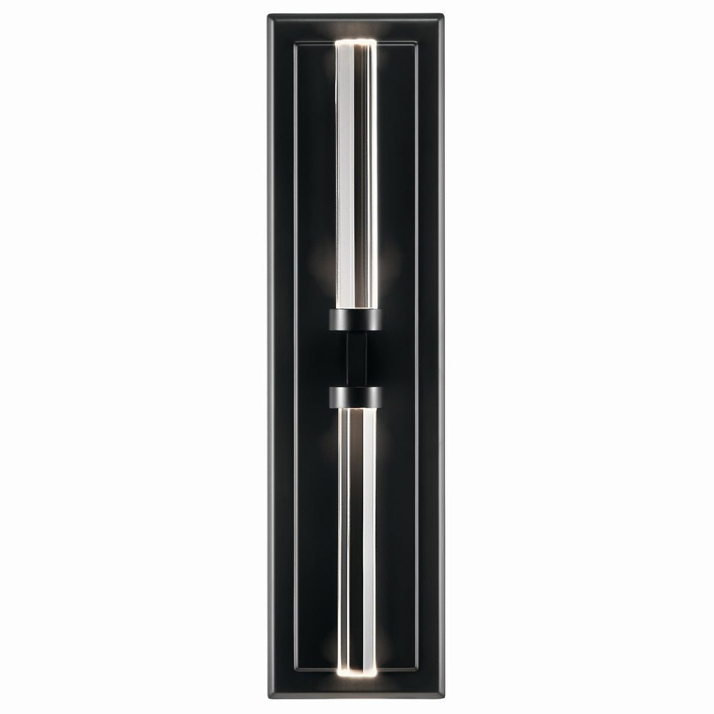 KICHLER 52671BK Sycara 19 Inch 2 Light Led Wall Sconce With Faceted Crystal In Black