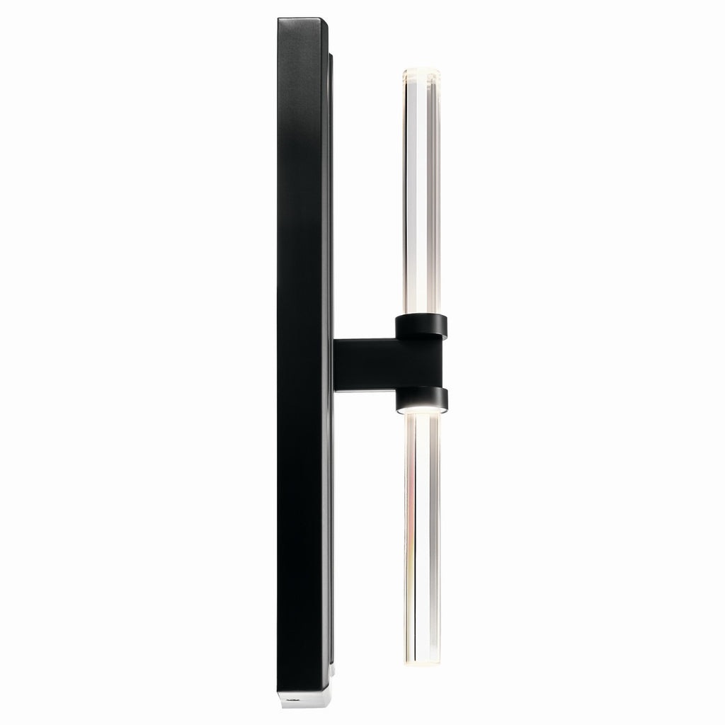 KICHLER 52671BK Sycara 19 Inch 2 Light Led Wall Sconce With Faceted Crystal In Black