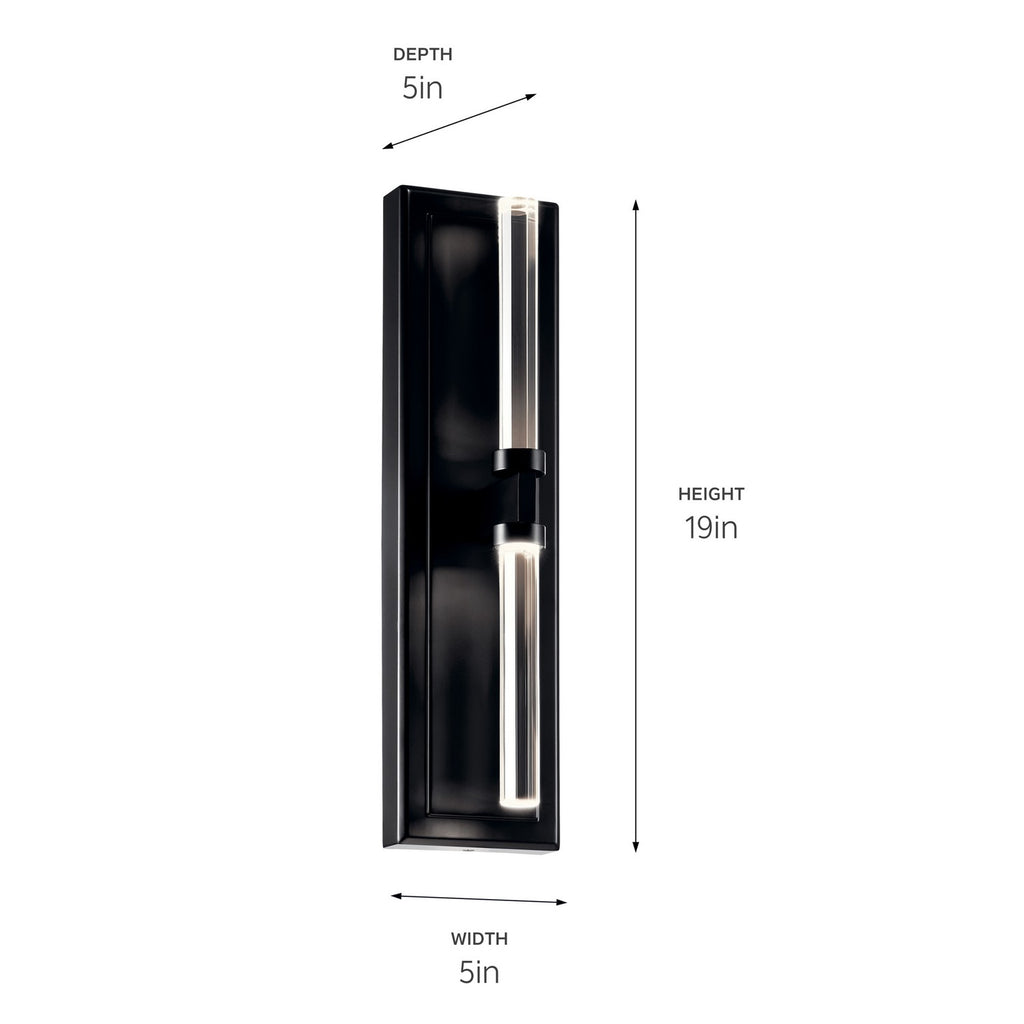 KICHLER 52671BK Sycara 19 Inch 2 Light Led Wall Sconce With Faceted Crystal In Black