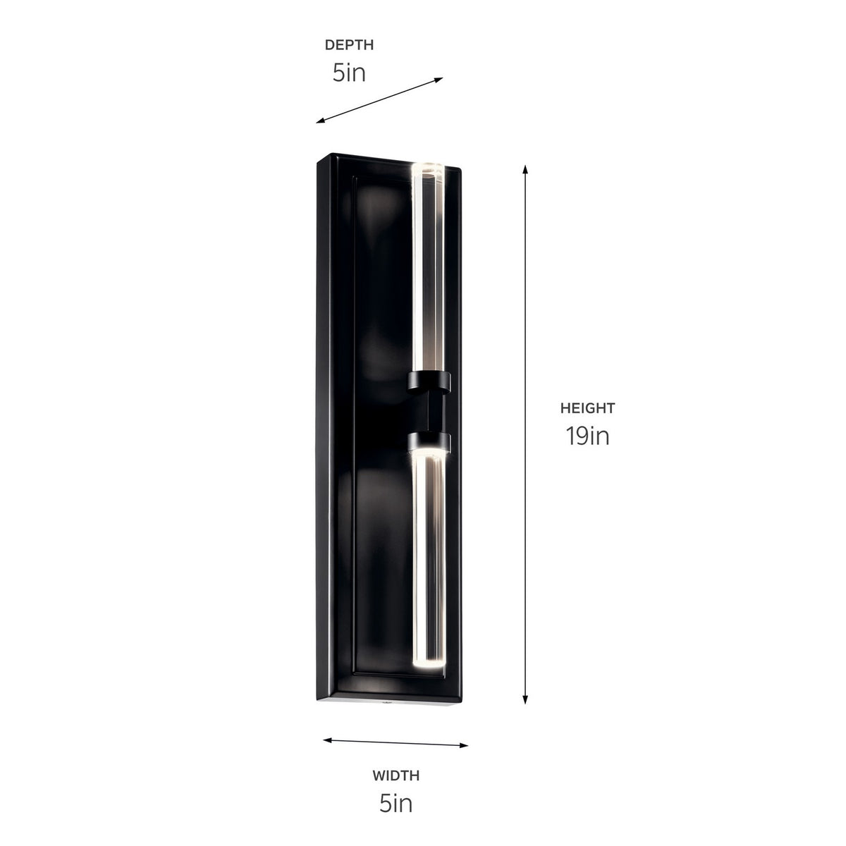KICHLER 52671BK Sycara 19 Inch 2 Light Led Wall Sconce With Faceted Crystal In Black