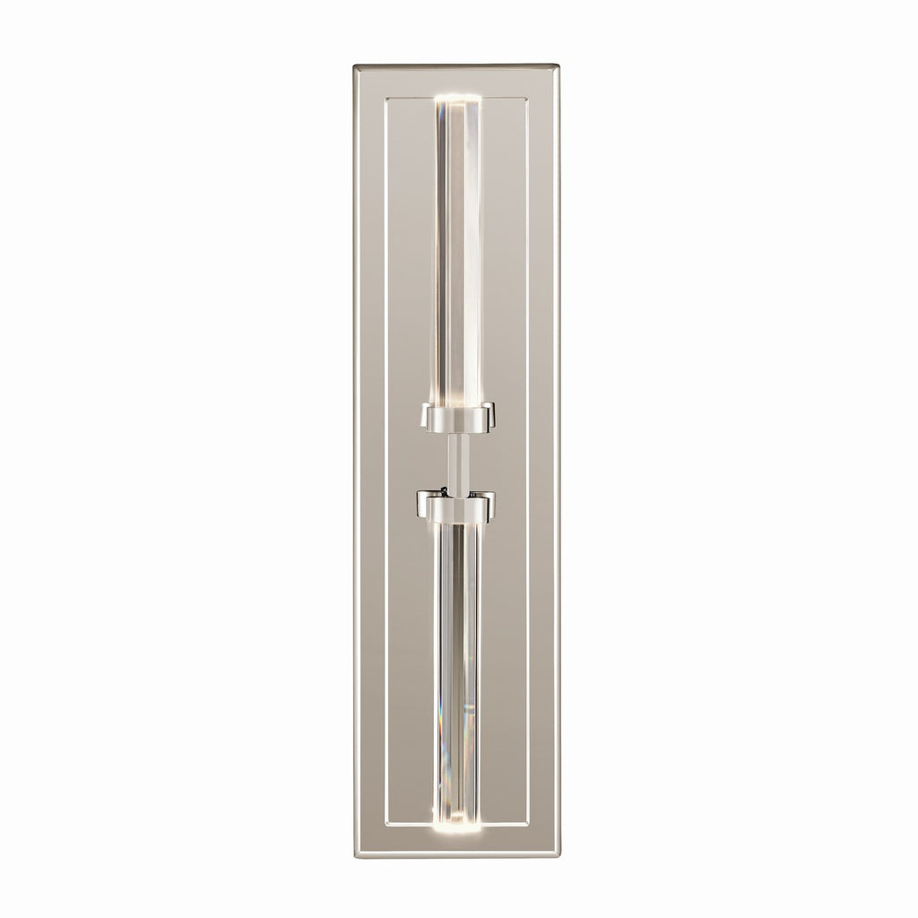 KICHLER 52671PN Sycara 19 Inch 2 Light Led Wall Sconce With Faceted Crystal In Polished Nickel