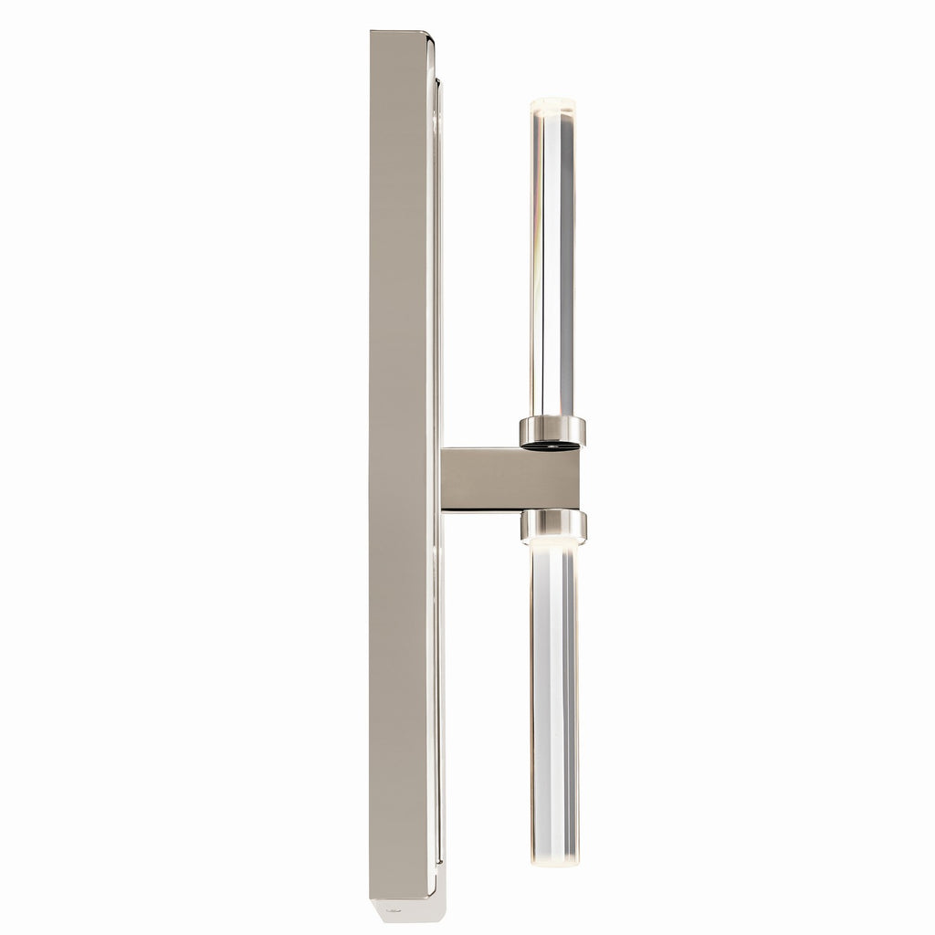 KICHLER 52671PN Sycara 19 Inch 2 Light Led Wall Sconce With Faceted Crystal In Polished Nickel