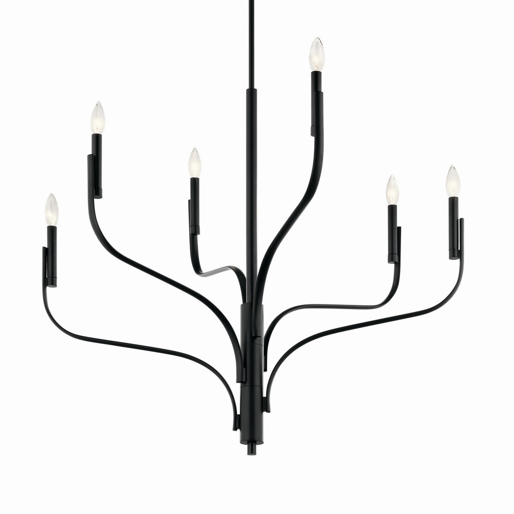 KICHLER 52673BK Livadia 36.25 Inch 6 Light Chandelier In Black