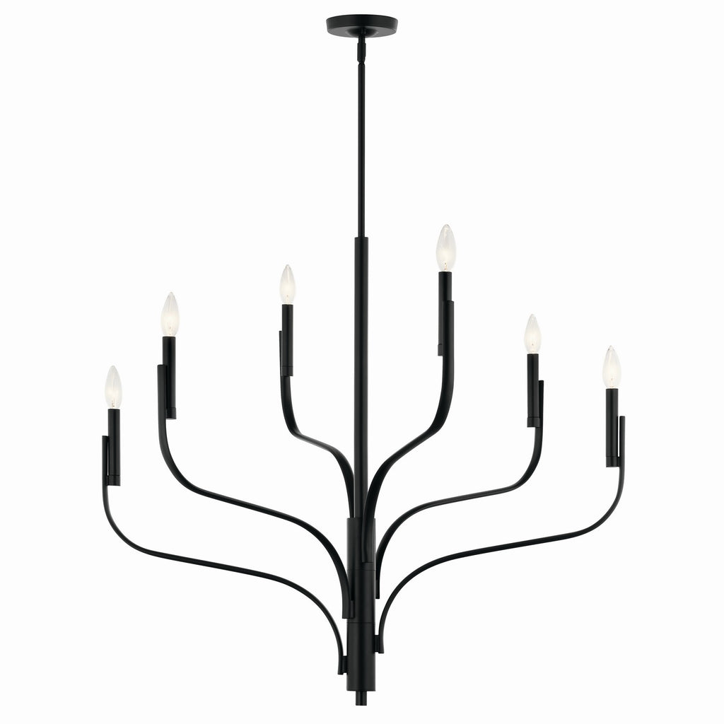 KICHLER 52673BK Livadia 36.25 Inch 6 Light Chandelier In Black
