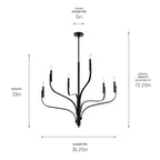 KICHLER 52673BK Livadia 36.25 Inch 6 Light Chandelier In Black