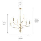 KICHLER 52673CPZ Livadia 36.25 Inch 6 Light Chandelier In Champagne Bronze