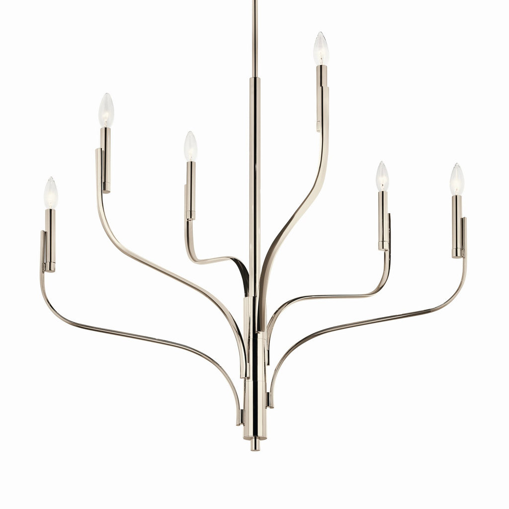 KICHLER 52673PN Livadia 36.25 Inch 6 Light Chandelier In Polished Nickel