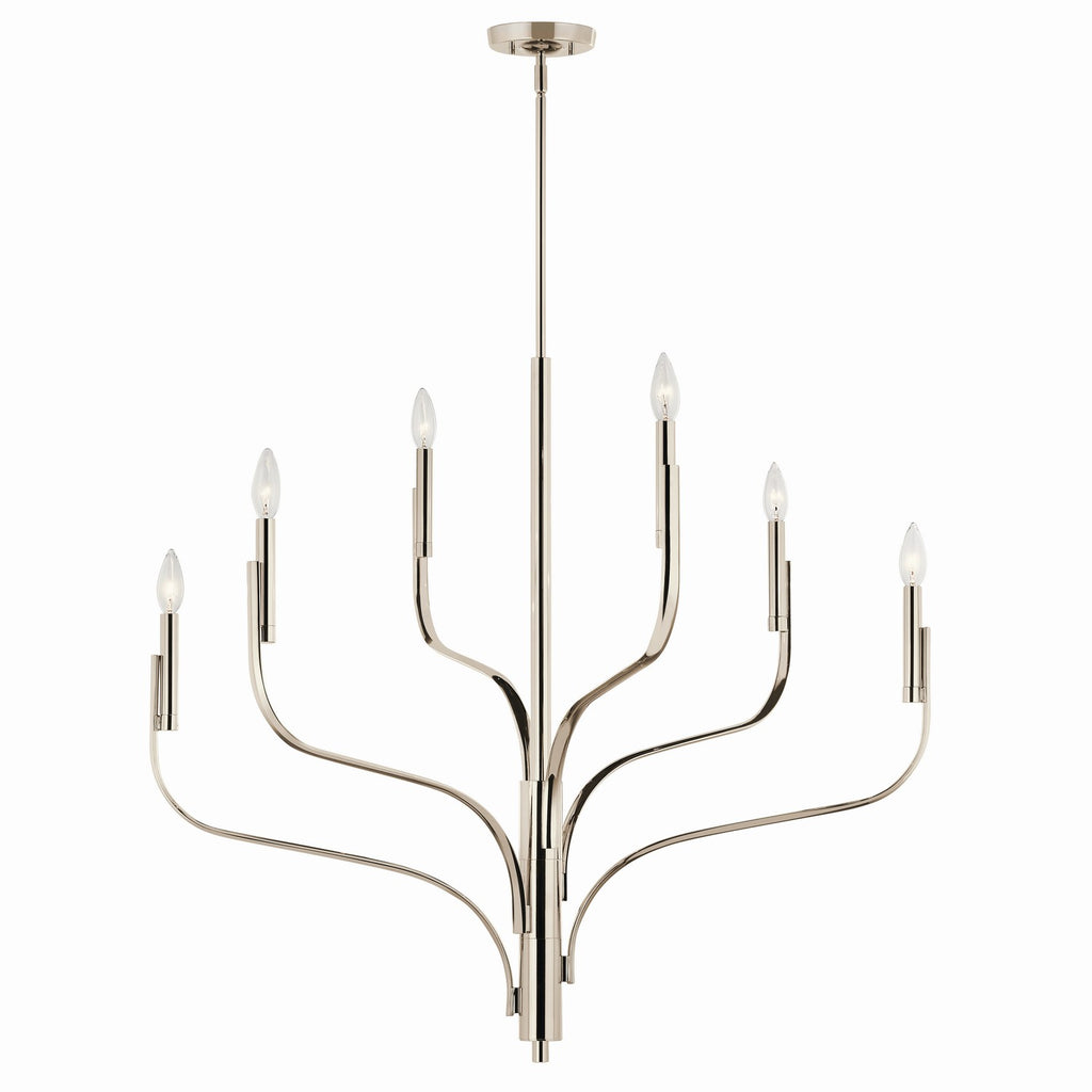 KICHLER 52673PN Livadia 36.25 Inch 6 Light Chandelier In Polished Nickel