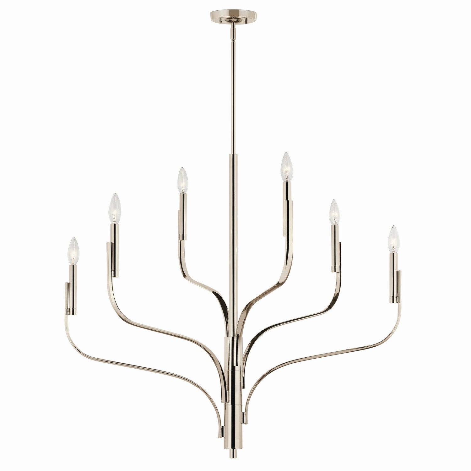 KICHLER 52673PN Livadia 36.25 Inch 6 Light Chandelier In Polished Nickel