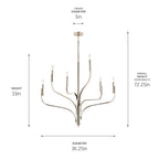 KICHLER 52673PN Livadia 36.25 Inch 6 Light Chandelier In Polished Nickel