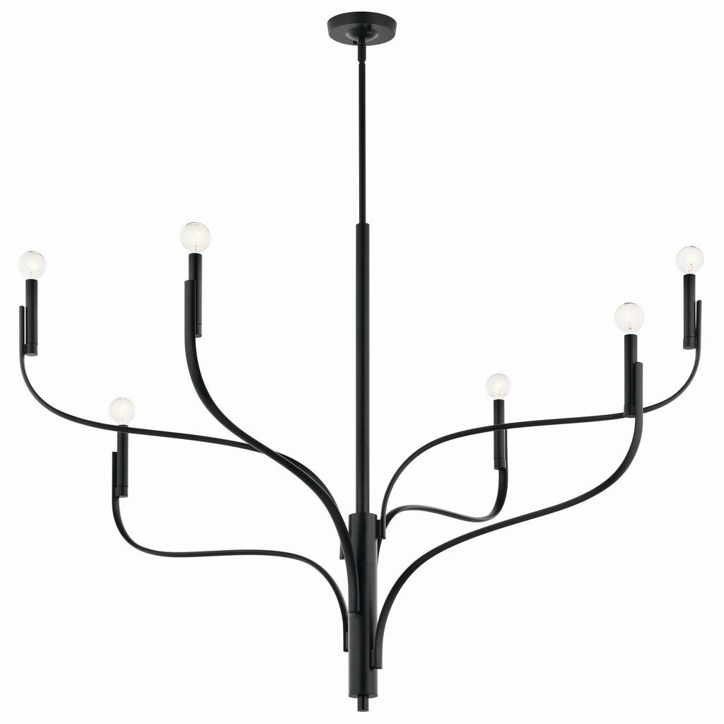 KICHLER 52674BK Livadia 47.25 Inch 6 Light Chandelier In Black