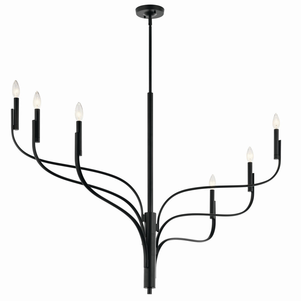 KICHLER 52674BK Livadia 47.25 Inch 6 Light Chandelier In Black