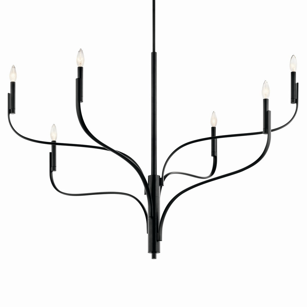 KICHLER 52674BK Livadia 47.25 Inch 6 Light Chandelier In Black