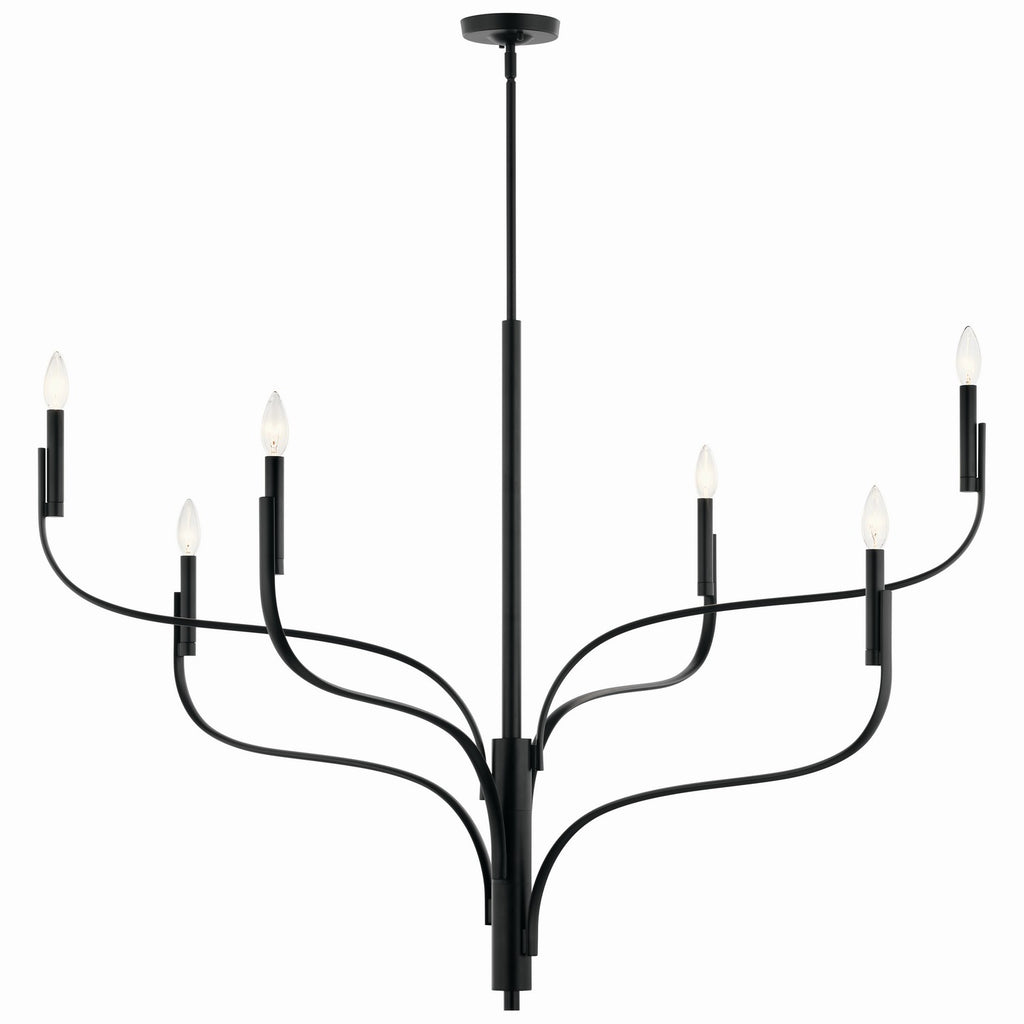 KICHLER 52674BK Livadia 47.25 Inch 6 Light Chandelier In Black