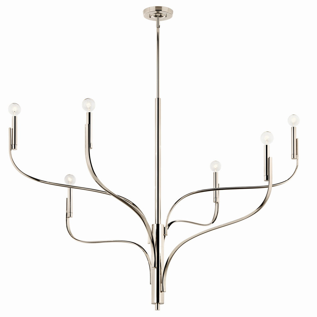KICHLER 52674PN Livadia 47.25 Inch 6 Light Chandelier In Polished Nickel
