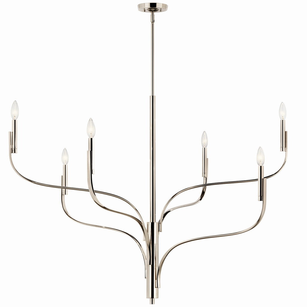 KICHLER 52674PN Livadia 47.25 Inch 6 Light Chandelier In Polished Nickel