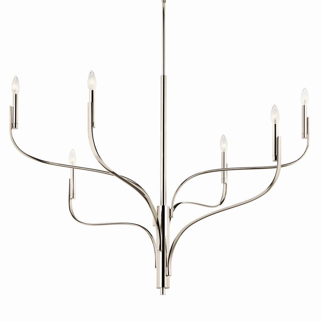KICHLER 52674PN Livadia 47.25 Inch 6 Light Chandelier In Polished Nickel