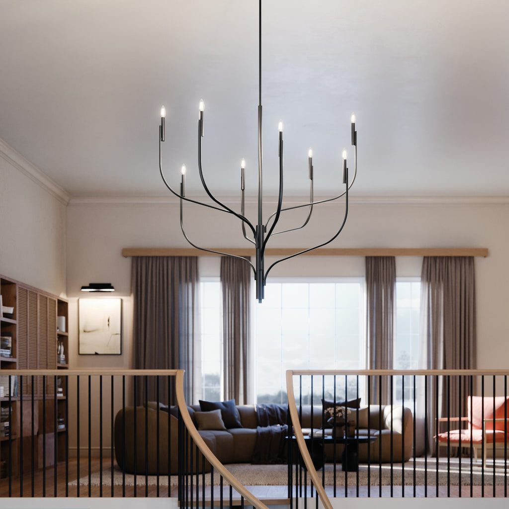 KICHLER 52675BK Livadia 47.75 Inch 8 Light Chandelier In Black
