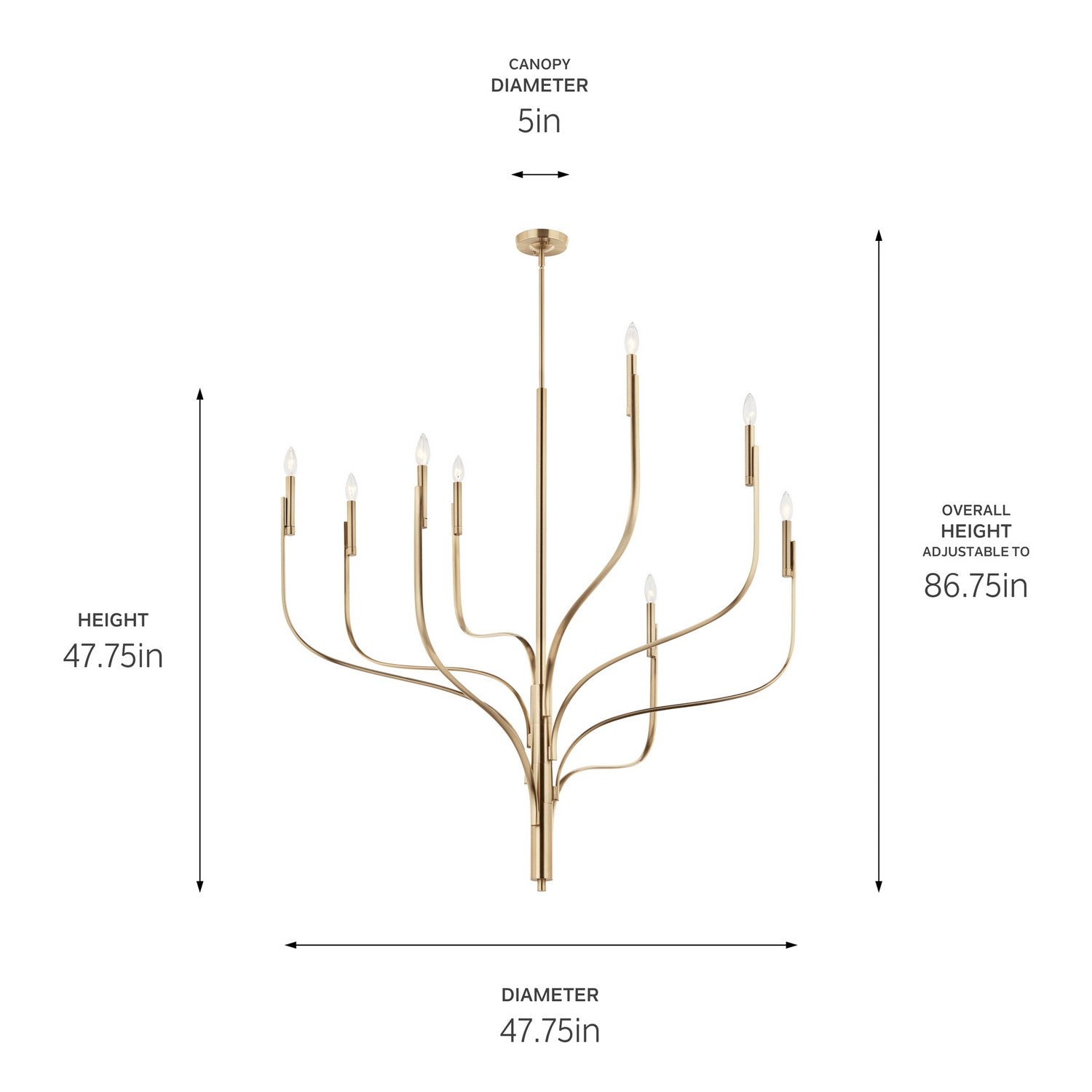 KICHLER 52675CPZ Livadia 47.75 Inch 8 Light Chandelier In Champagne Bronze