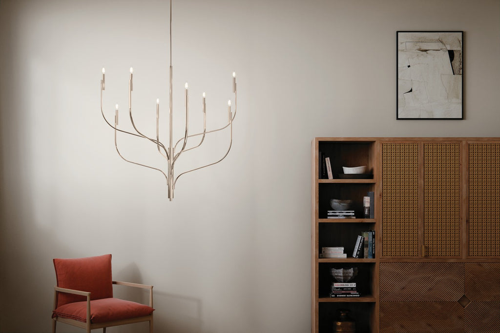 KICHLER 52675PN Livadia 47.75 Inch 8 Light Chandelier In Polished Nickel